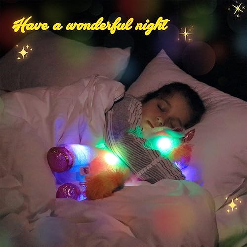 Miniatura 2 de Easfan Animal de peluche con luces LED de unicornio con luces nocturnas coloridas que brillan en la oscuridad, festival de cumpleaños para niños y