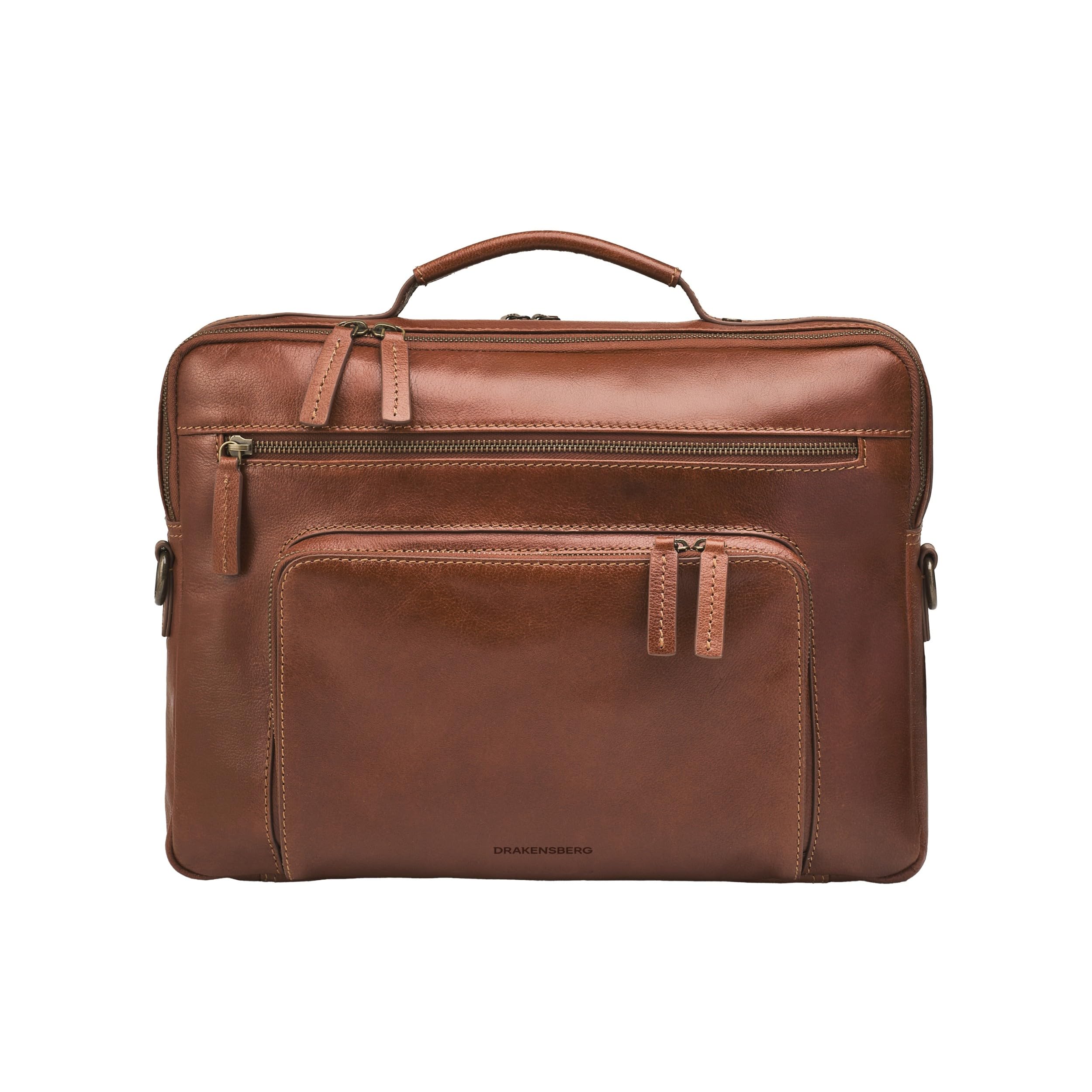 DRAKENSBERG Leder Aktentasche 'Silvio' für Herren, 2 Hauptfächer, kompakte, luxuriöse 16" Laptoptasche für Business, 14L