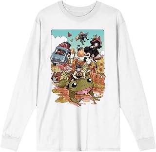 WEBTOON Hooky Characters Crew Neck Long Sleeve Men's White Tee