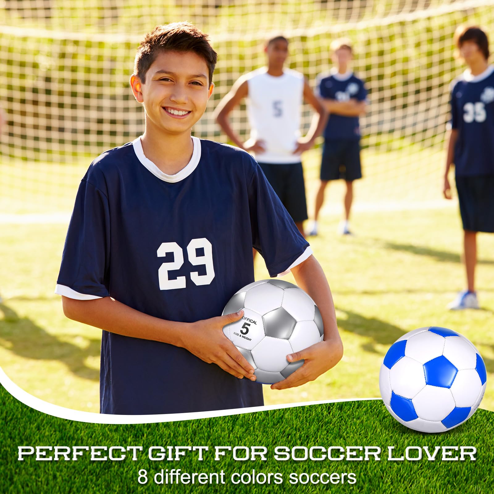 Soulchen 16 balones de fútbol a granel con 2 piezas de bomba, tamaño 3/4/5, pelota de fútbol de entrenamiento desinflada para jóvenes y adultos, regreso a la escuela, al aire libre, interior, deportes