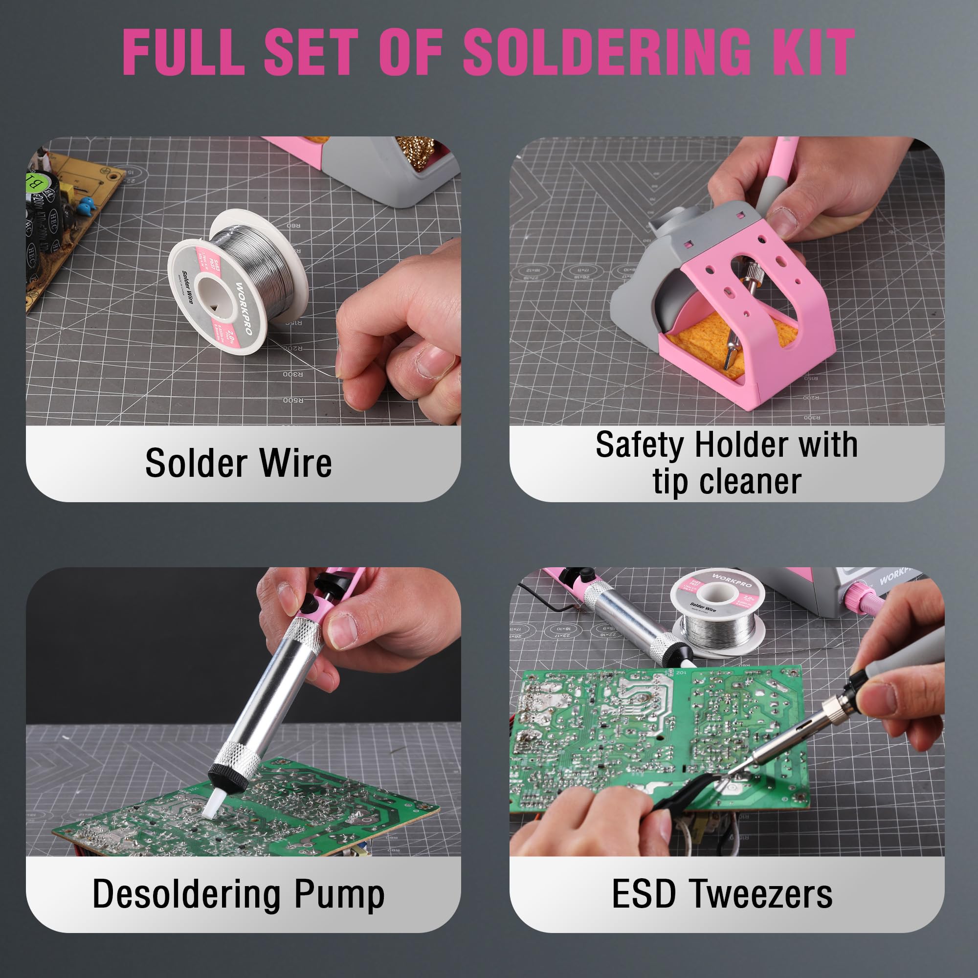 WORKPRO Soldering Station - Pink Ribbon -6