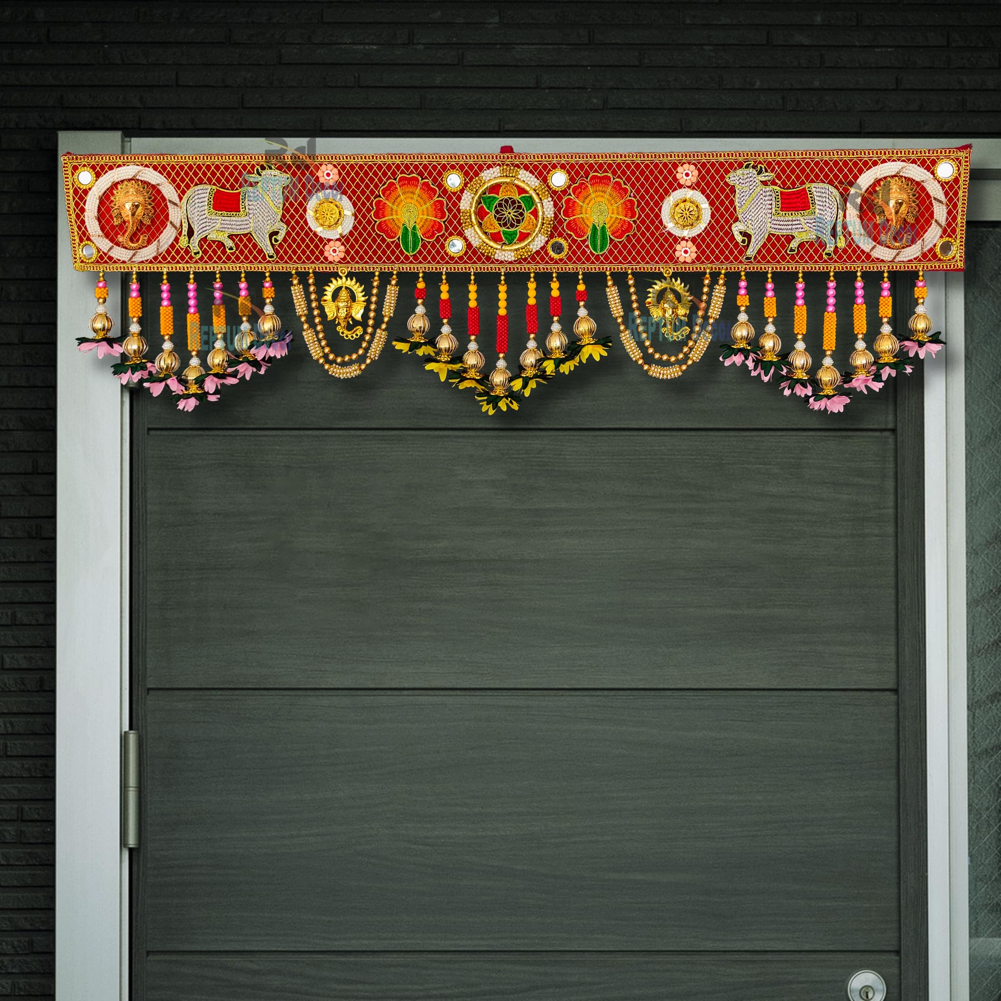 REPTUM DECOR Multi Color Flower Leaf Toran with Cow Patch and Ring, Modern Door Hanging/Bandarwal/Toran for Door, Size -3 Feet, Multicolor (B0DDJF341D) Amazon Price History, Amazon Price Tracker