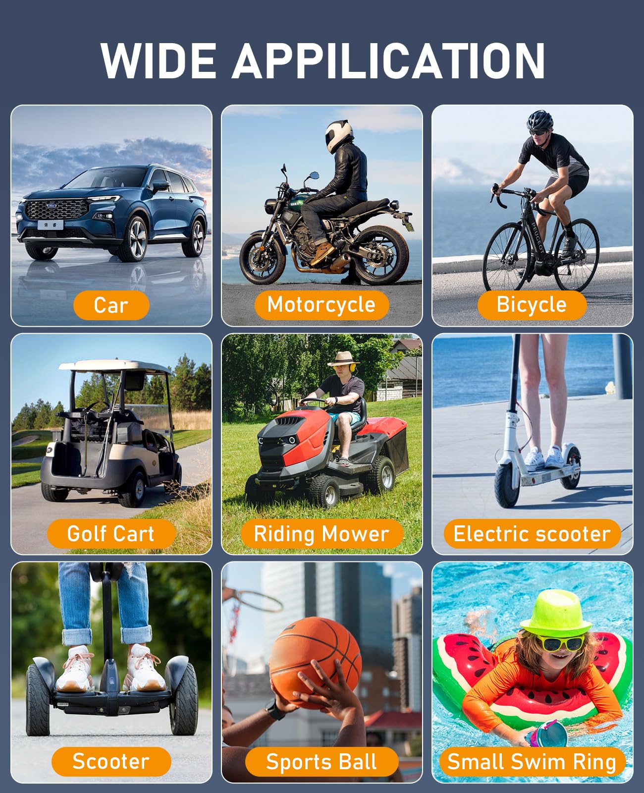 Tire Inflator Portable Air Compressor Battery and 12V DC Air Pump for Car Tires 150PSI Cordless Electric Bike — view 7