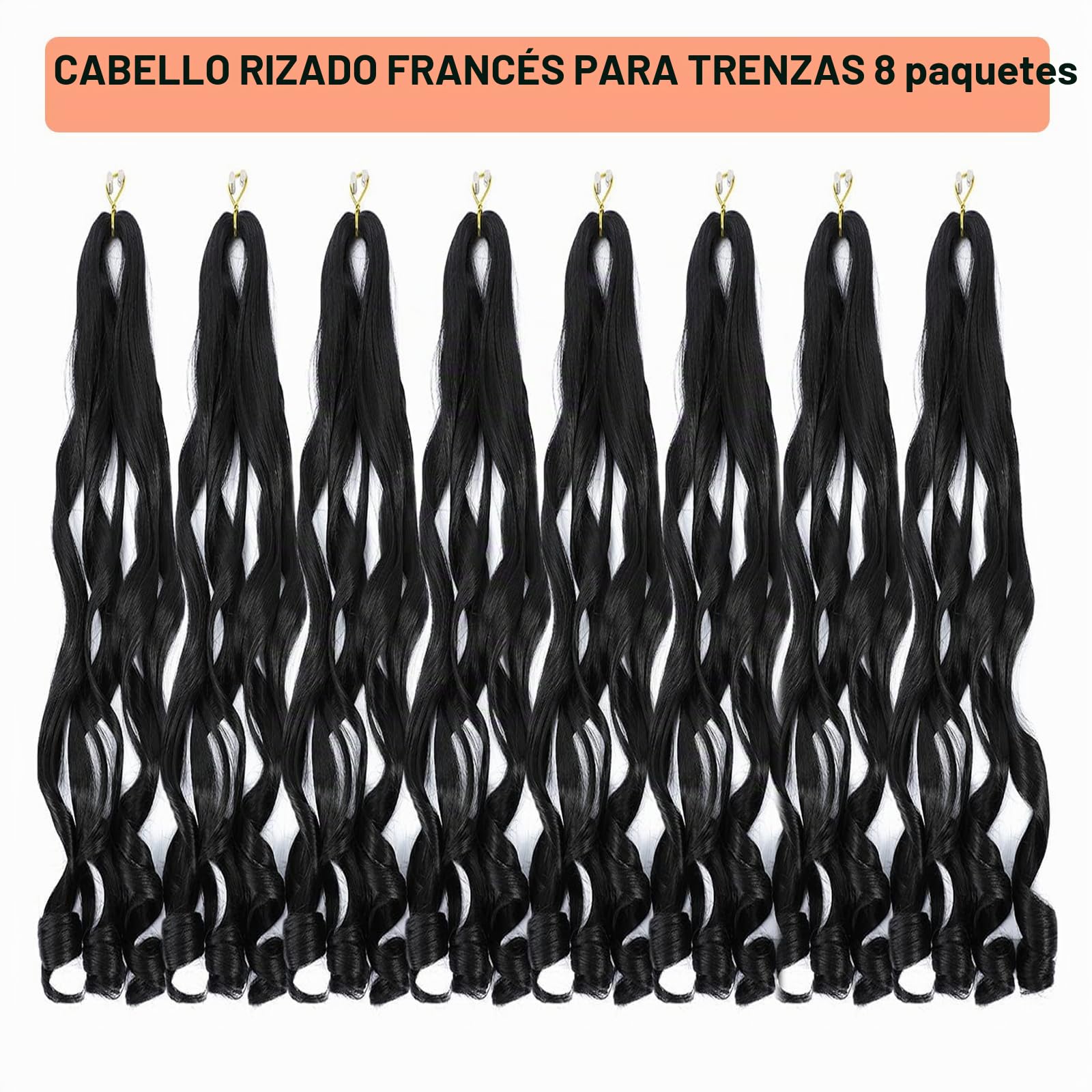 French Curl Braiding Hair, 24 Inch 8 Pack Soft Curly Braiding Hair Extensions, Pre Stretched Bouncy Braiding Hair Loose Wave Braiding Hair for Women (1B#)