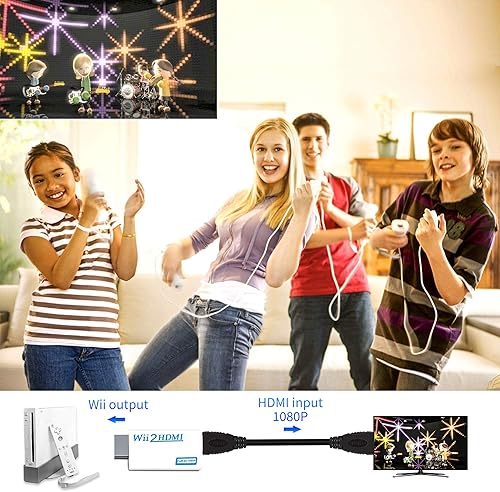 Miniatura 7 de Adaptador convertidor Wii a HDMI 1080P para dispositivo Full HD con conector de audio de 0.138 in y salida HDMI compatible con Nintendo Wii, Wii U,