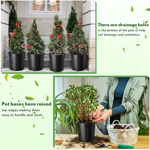 Miniatura 5 de FoldTier Juego de 300 macetas para vivero de plantas, incluye 150 macetas de plástico de 1 galón y 150 macetas de plástico de 2 galones con