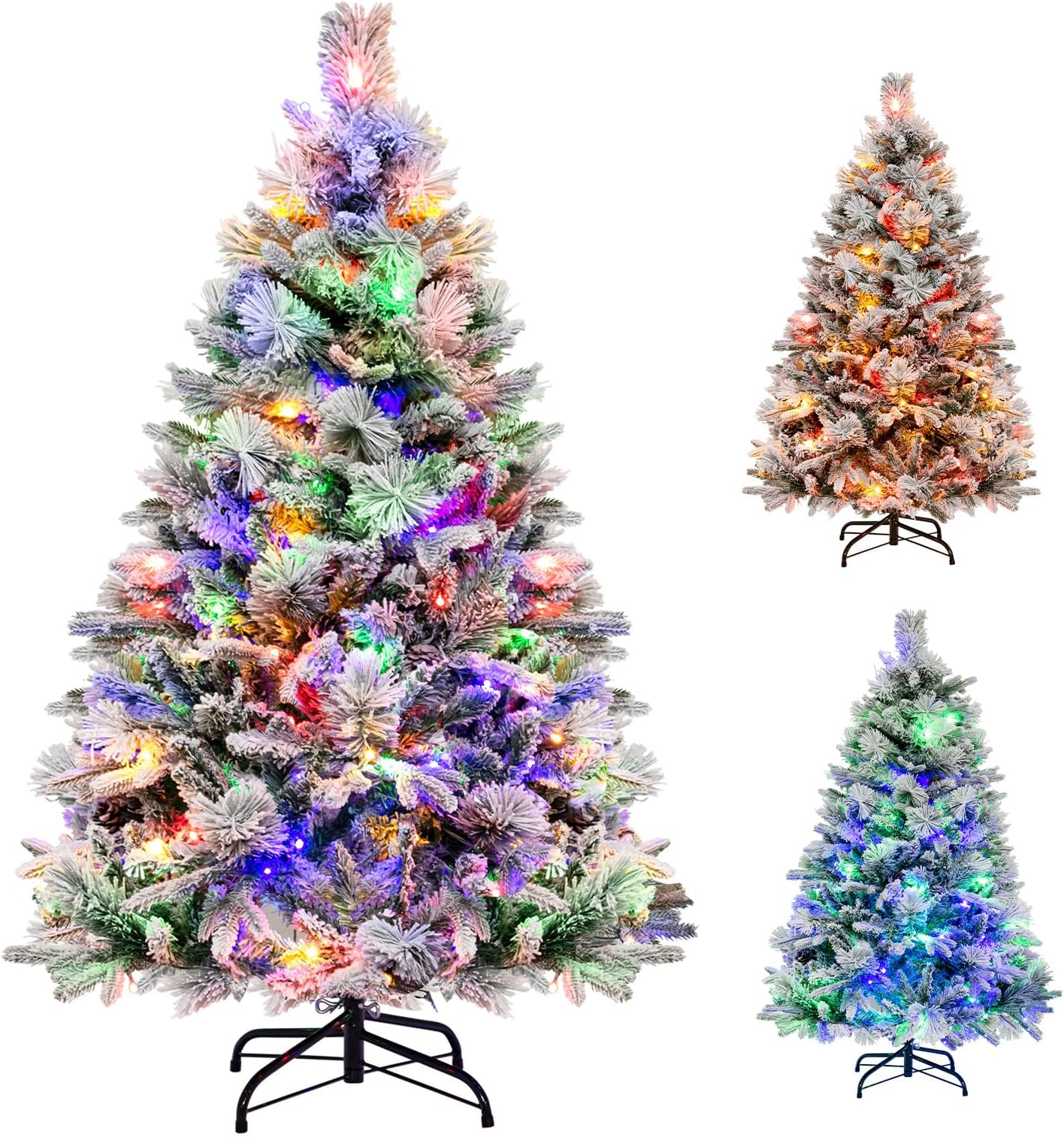 Amazon.com: Goplus 4.5ft Pre-Lit Snow Flocked Christmas Tree ...