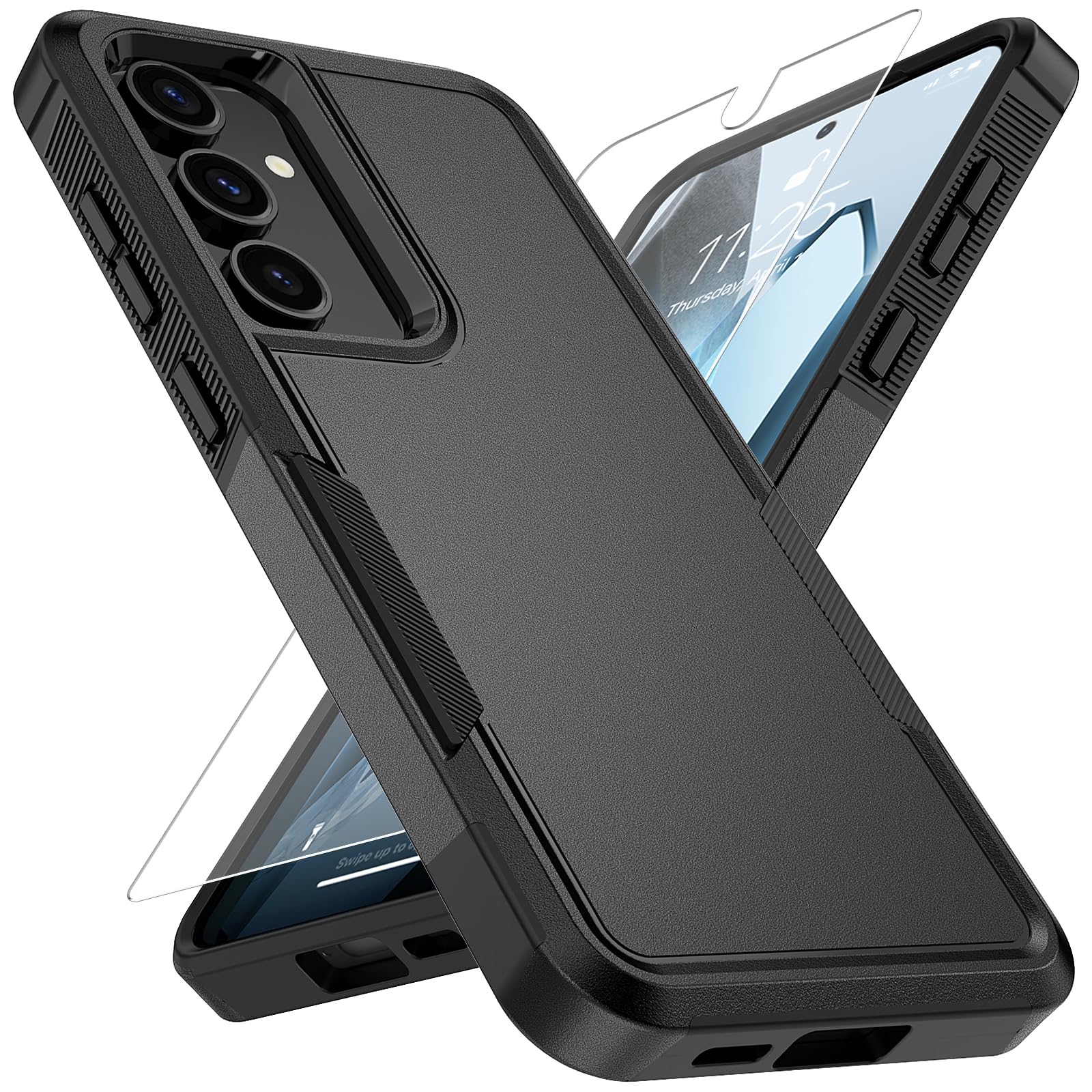 Vinve for Samsung Galaxy S24 FE Case with HD Screen Protector, Military-Grade Shockproof & Dual-Layer Protection, Anti-Slip Grip Design Phone Case,