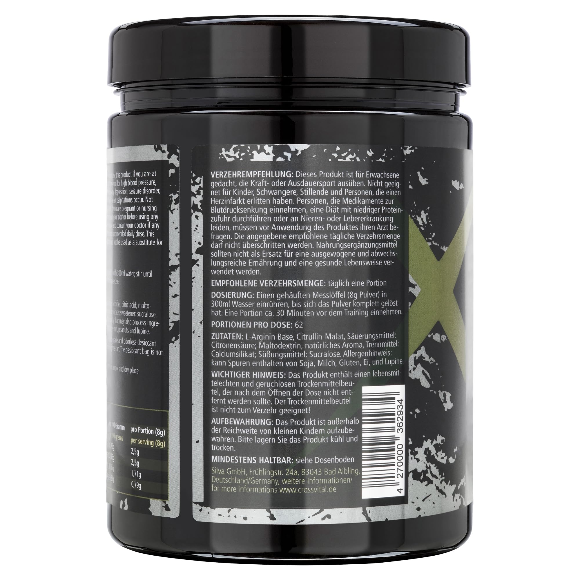 L-ARGININ & L-CITRULLIN Pulver I Lemon & Lime I CROSSVITAL I vegan I 500g I made in Germany