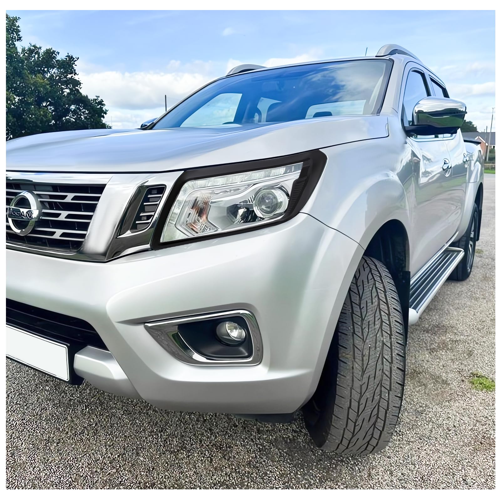 Cubierta de faros delanteros y trasera para Nissan Navara 2015-2020, D23 NP300 N-Guard Navara Trek-1° Navara Tekna ABS negro mate