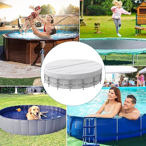 Miniatura 5 de Mrrihand Cubierta redonda para piscina, cubierta de piscina de invierno de 18 pies para piscinas sobre el suelo, cubierta de piscina con hebilla