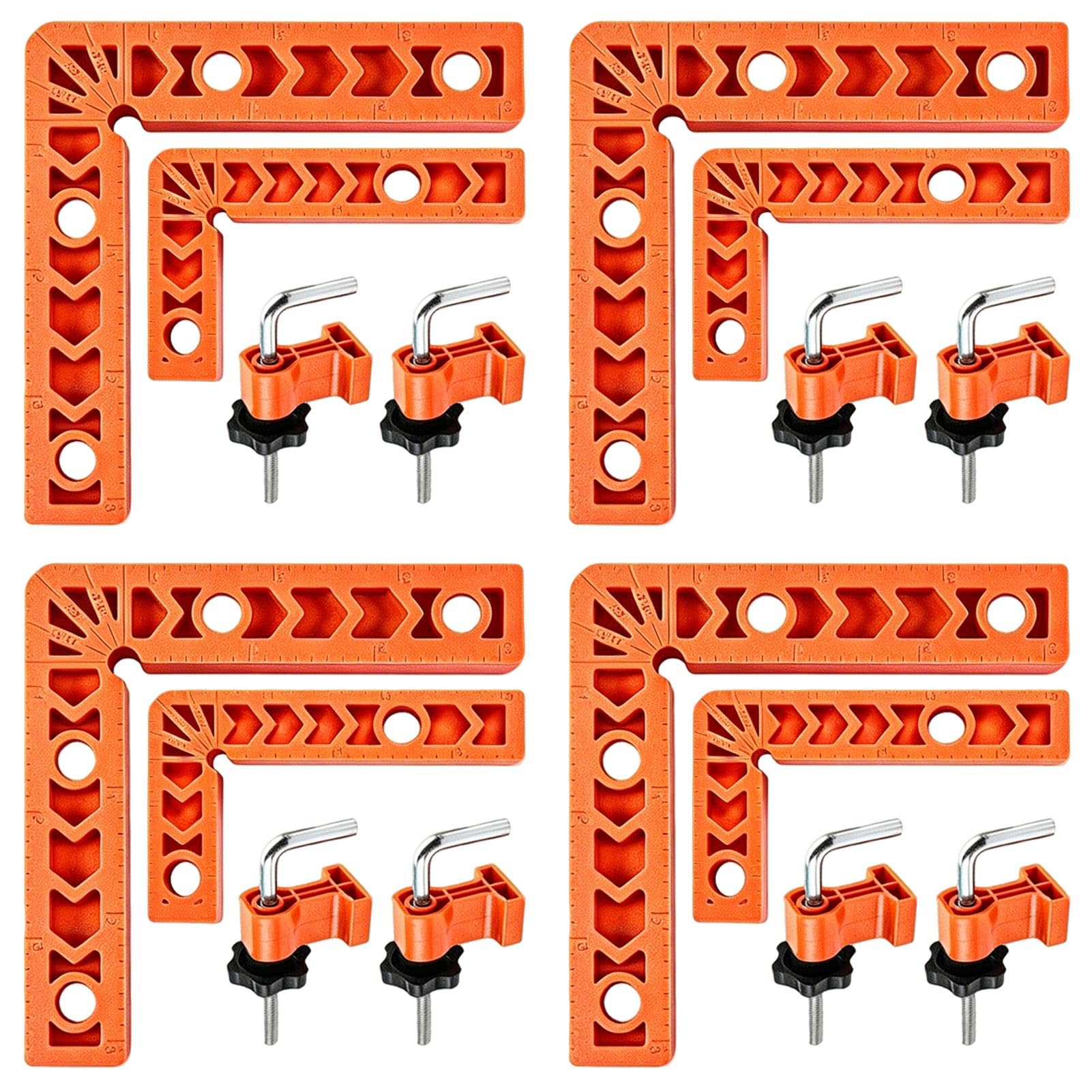 90 Degree Right Angle Positioning Square Clamp, 3" 4" Angle Clamps 90 Degree Corner Clamp with 8Pcs Clamps Woodworking Tool for Pictures Frames Cabinets Drawers Boxes