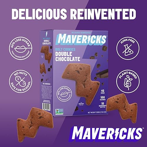 Miniatura 3 de Mavericks Galletas de doble perno de chocolate, galletas de chispas de chocolate a base de plantas, aperitivo saludable a base de plantas para