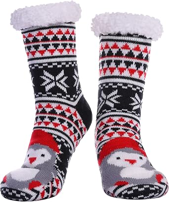 POEATEZO Womens Slipper Socks Soft Warm Fluffy Winter Fleece Lined Sherpa Socks