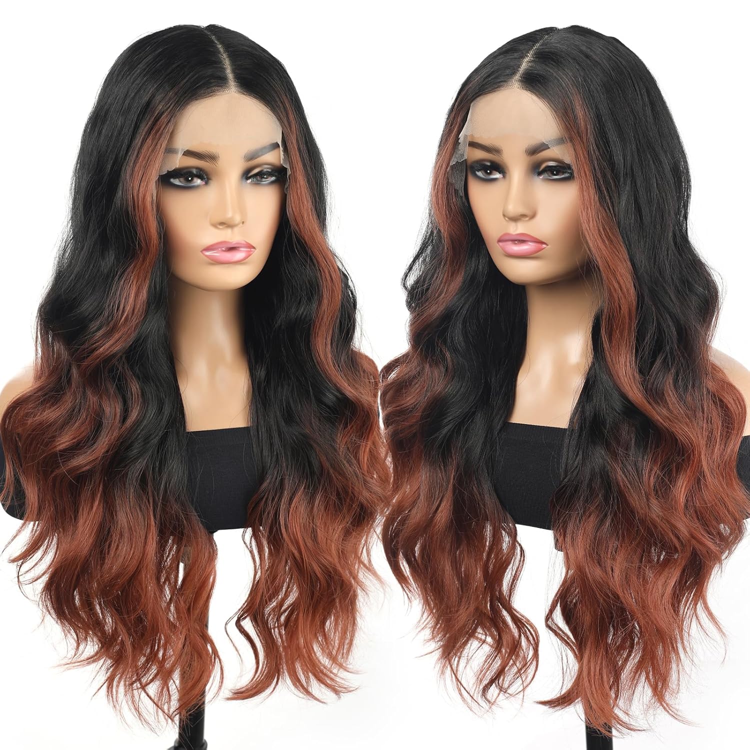 Lace Front Wig Pre Plucked Auburn Wigs for Women 13x4x1 Balayage Highlight Ready to Wear HD Glueless Natural Long Wavy Wig for Women Middle Part Lace Front Wig Pre Plucked Auburn Wigs for Women 13x4x1 Balayage Highlight Ready to Wear HD Glueless Natural Long Wavy Wig for Women Middle Part