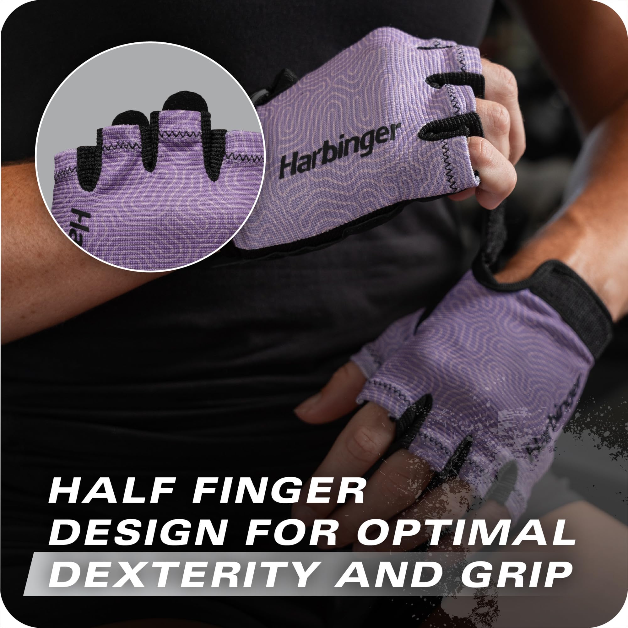 Harbinger Power Gloves 3.0 - Guanti da sollevamento pesi a mezze dita con chiusura regolabile sul polso, palmo in pelle traspirante, da donna