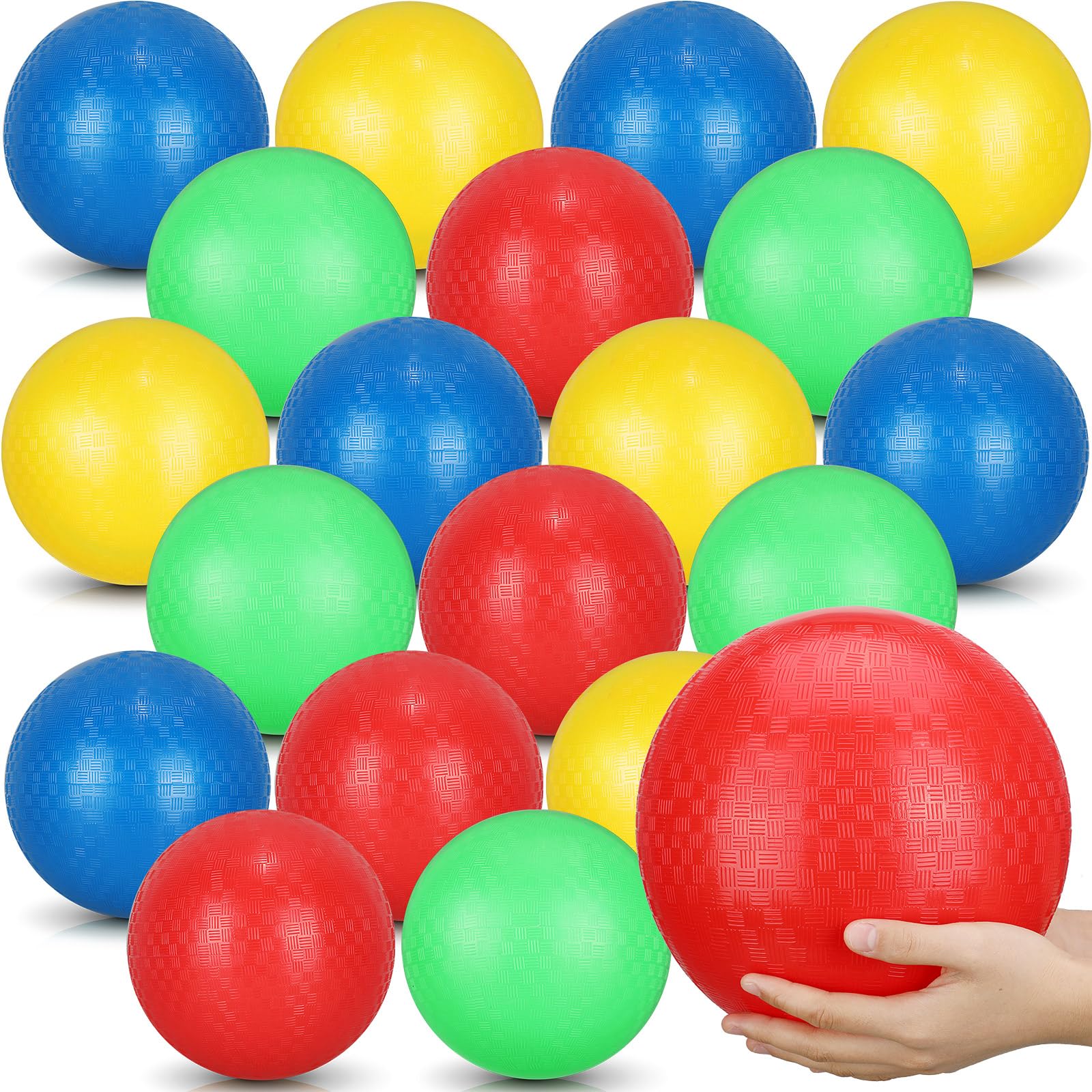 Jerify 20 Stück Kickball, groß, bunt, Spielplatzball, Dodgeball, aufblasbare Hüpfbälle, PVC-Spielbälle für Kinder, Erwachsene, Strand, Schule, Party, Spiel, drinnen und draußen, 4 Farben