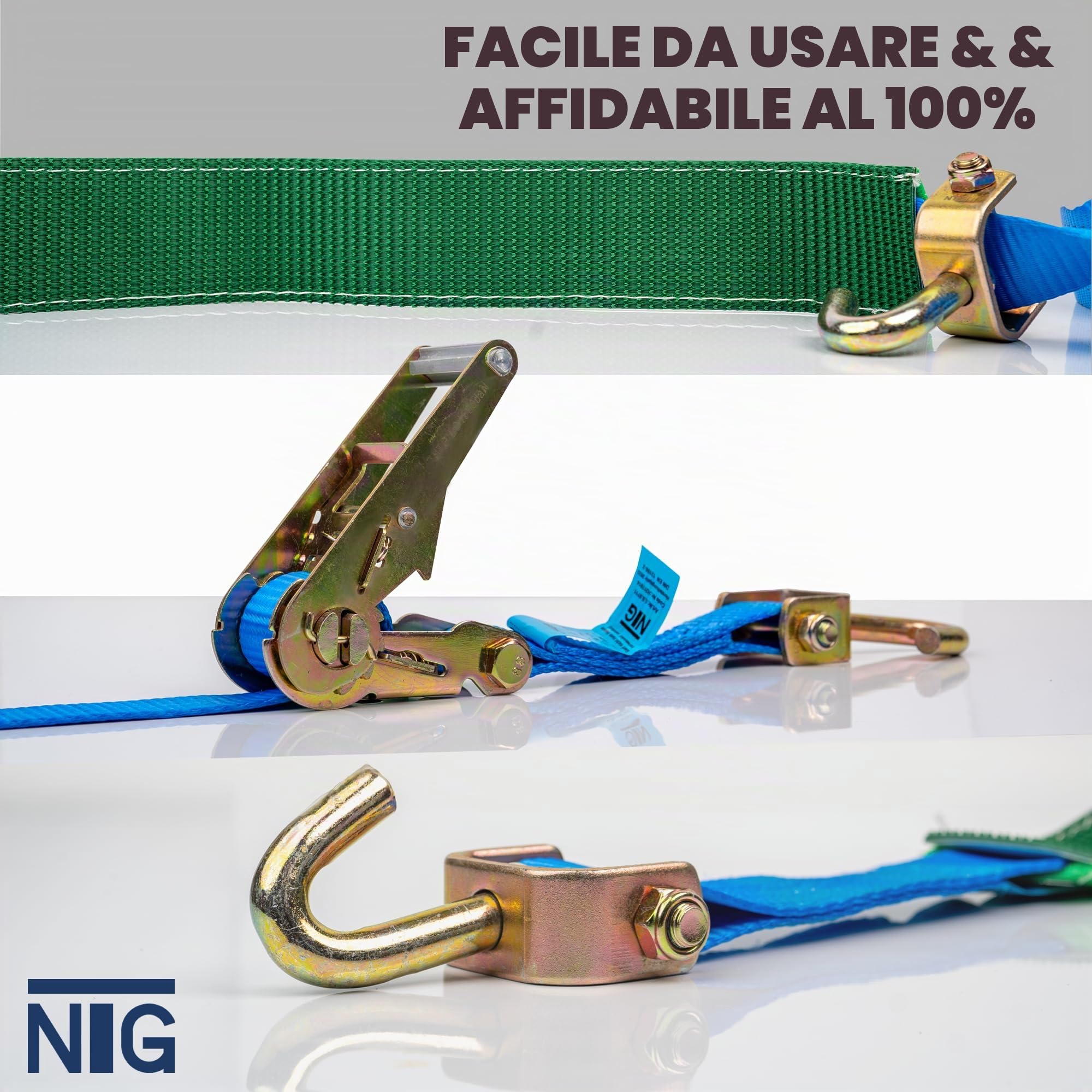 4 pezzi | Cinghia di fissaggio per auto | Cinghie di tensionamento | 3000 KG | Lunghezza 3200 | Cinghia di tensionamento | Autovettura | Fissaggio ruote | Fissaggio ruote | 35 mm