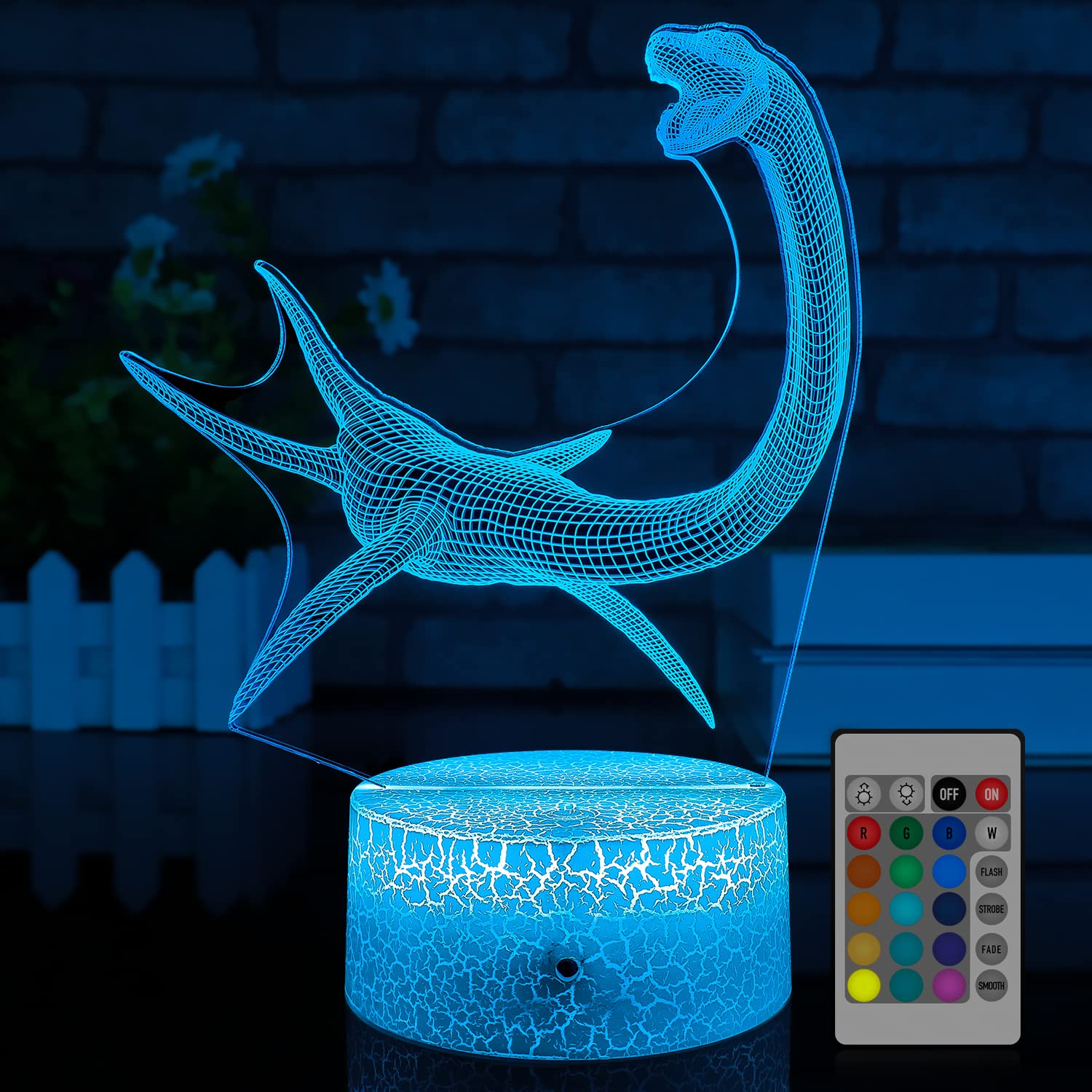 Photo 1 of HLLKYYLF Dinosau Night Light for Boys Dinosaur Light with Touch and Remote Control 16 Colors Changing Dimmable Dinosaur Lamp as Dinosaur Toys for 2 3 4 5 6 7 8 9 Year Old Boy Girl (Mosasaurus)