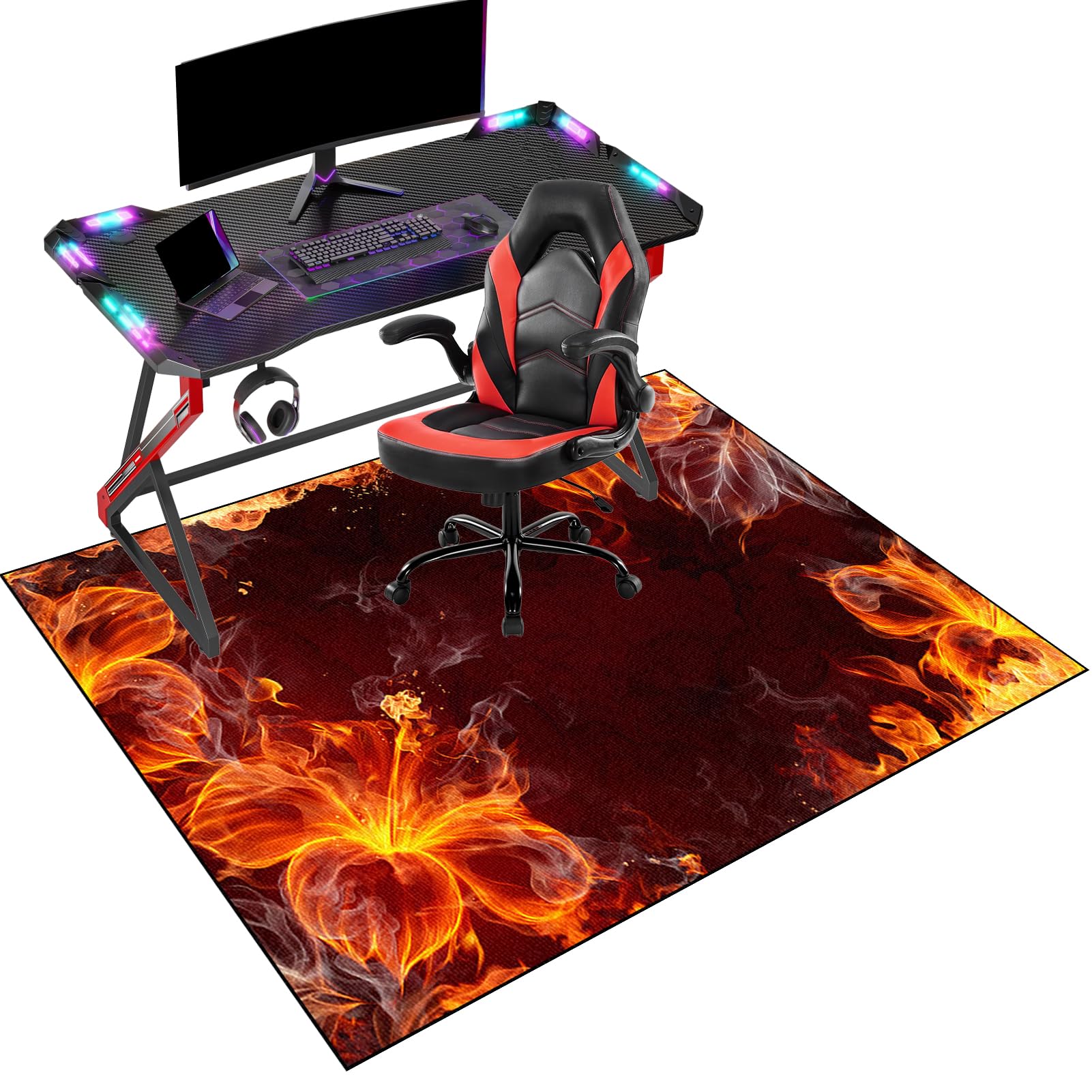 Fcenghox 703A Gaming Chair Mat For Hard Floors 120 X 160 Cmheavy Duty Computer Desk Chair Mats For Hardwood Floor, Anti-Slip Under Chair Floor Protector Mat For Home Office, Gaming Rolling Chair Mat For Office