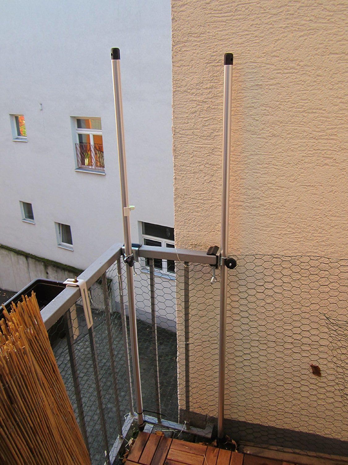 5 x Balkon KATZENNETZ - Halter - Edelstahl - 50 mm ø OHNE STÄBE - OHNE Netz - für STÖCKE bis Ø 38 mm -