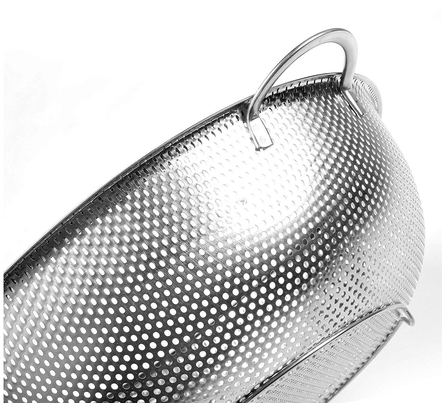 Lariox Multipurpose Stainless Steel Colander, Heavy Duty Strainer Vegetable Fruit Baskets Washing Sieve Drainer with Handle Kitchen Tools Rice Basin Drain Tray 3