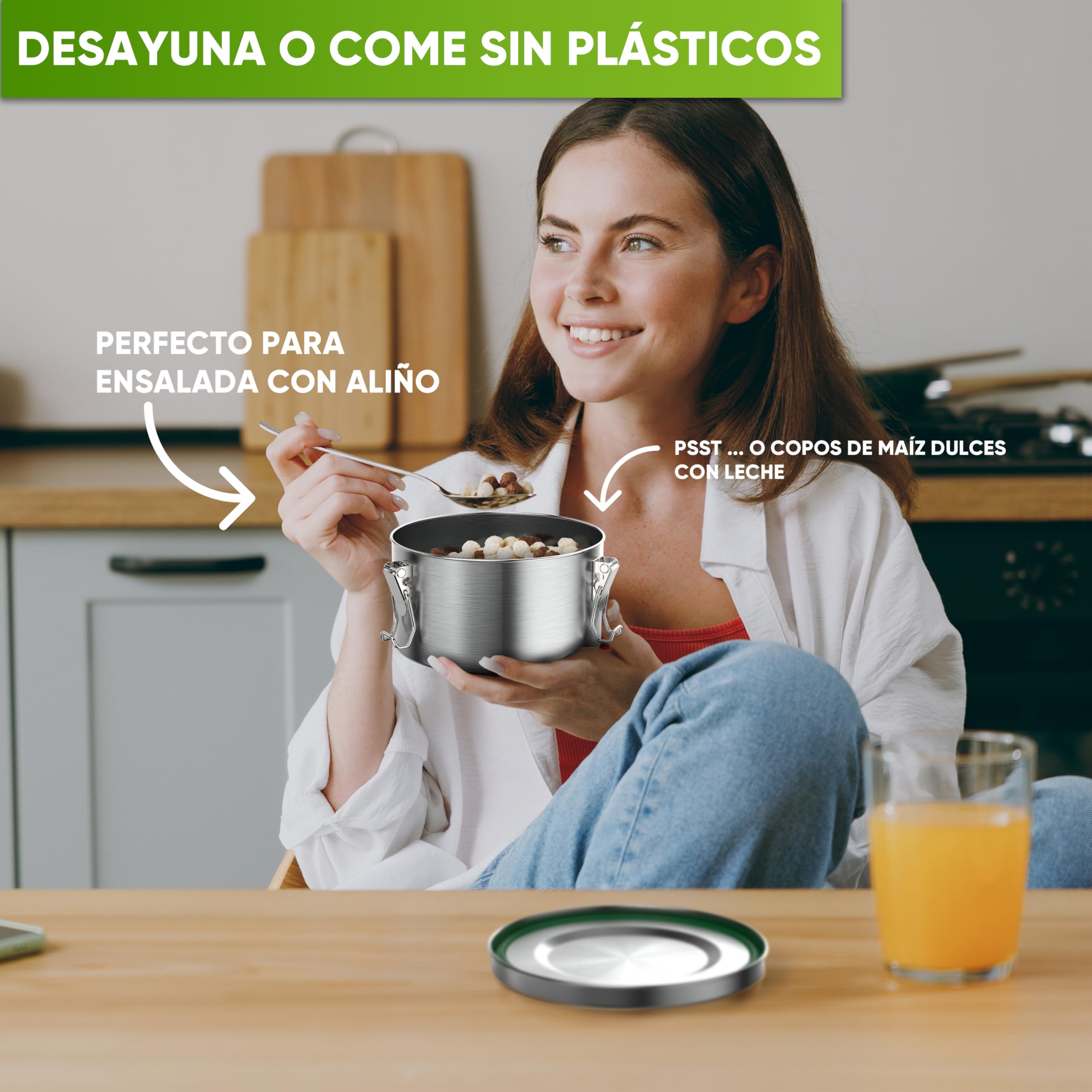 Blockhütte Fiambrera Acero Inoxidable I 1800ml I Tartera con Cuchara y 2 Juntas, Bento Box, Tupper Acero Inoxidable a Prueba de Fugas, Lunch Box Ninos y Adultos, Fiambrera Acero