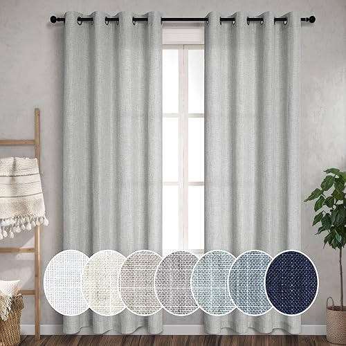 Pitalk Cortinas gris claro de 102 pulgadas de largo para sala de estar, comedor, 2 paneles con ojales, ojales, filtrado de luz, cortinas de