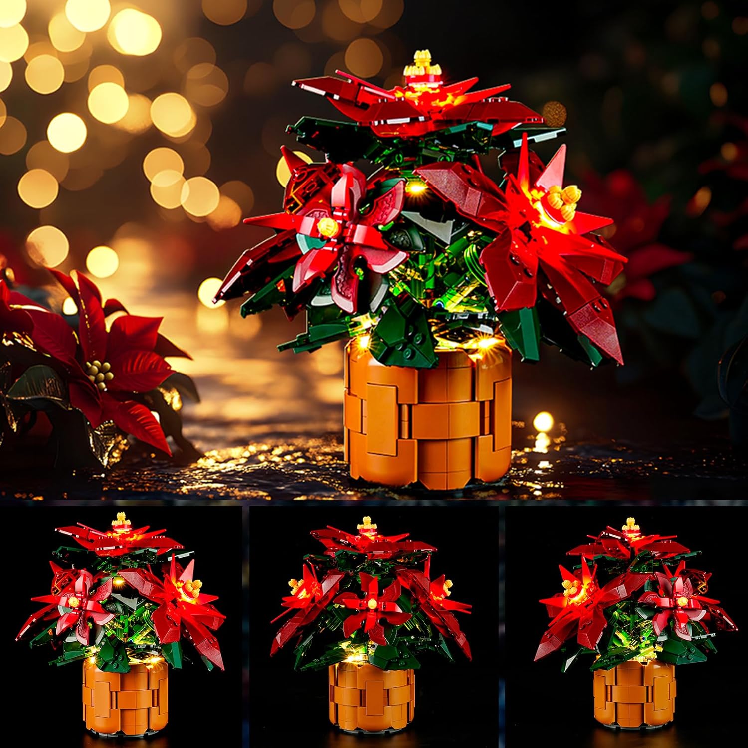 YEABRICKS LED Light for 10370 Icons Poinsettia Building Blocks Model (Building Set NOT Included)