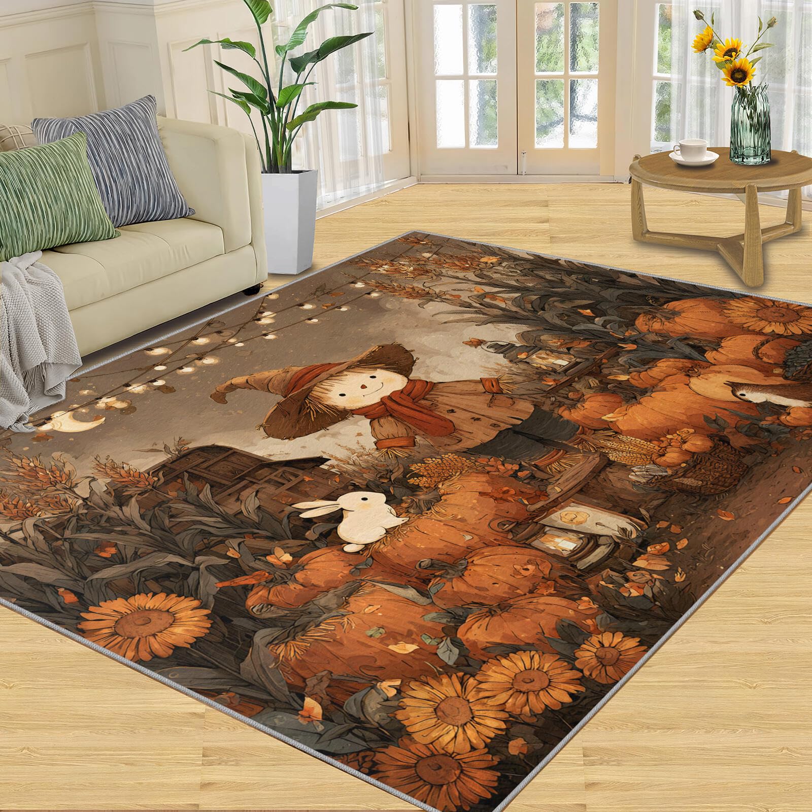 Tapis antidérapant salle à manger lavable pour une décoration automnale chaleureuse