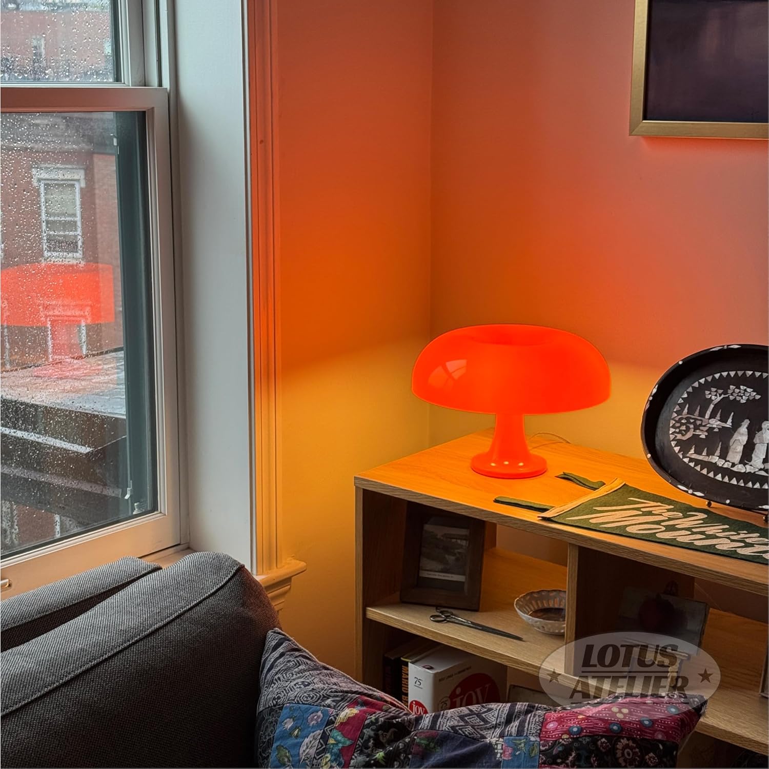 Lotus Atelier Orange Mushroom Lamp for Room Aesthetic Modern Lighting for Bedroom | Cool Retro Living Room Decor (Orange)
