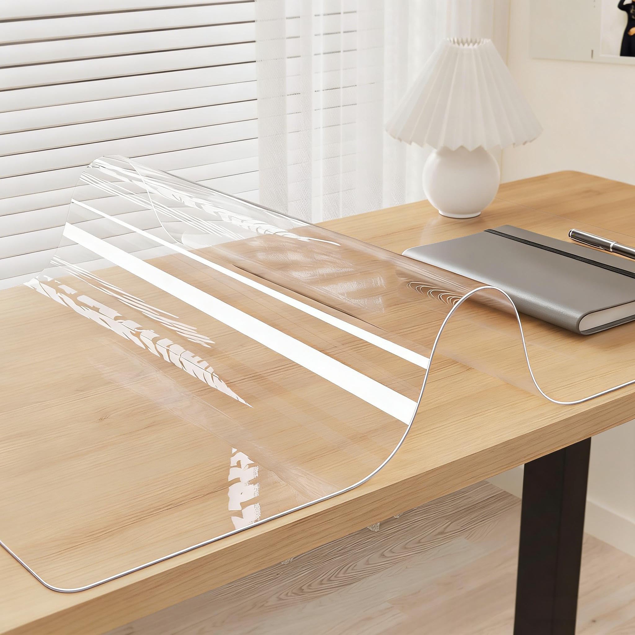 NKWVHI Custom 35x 60 cm Frosted Desk Cover Protector, 2mm Thick Plastic Desk Protector Clear, Desk Mats on top of Desk, Pvc Clear Table Cover Protector for Desktop, Coffee & Dining Room Table
