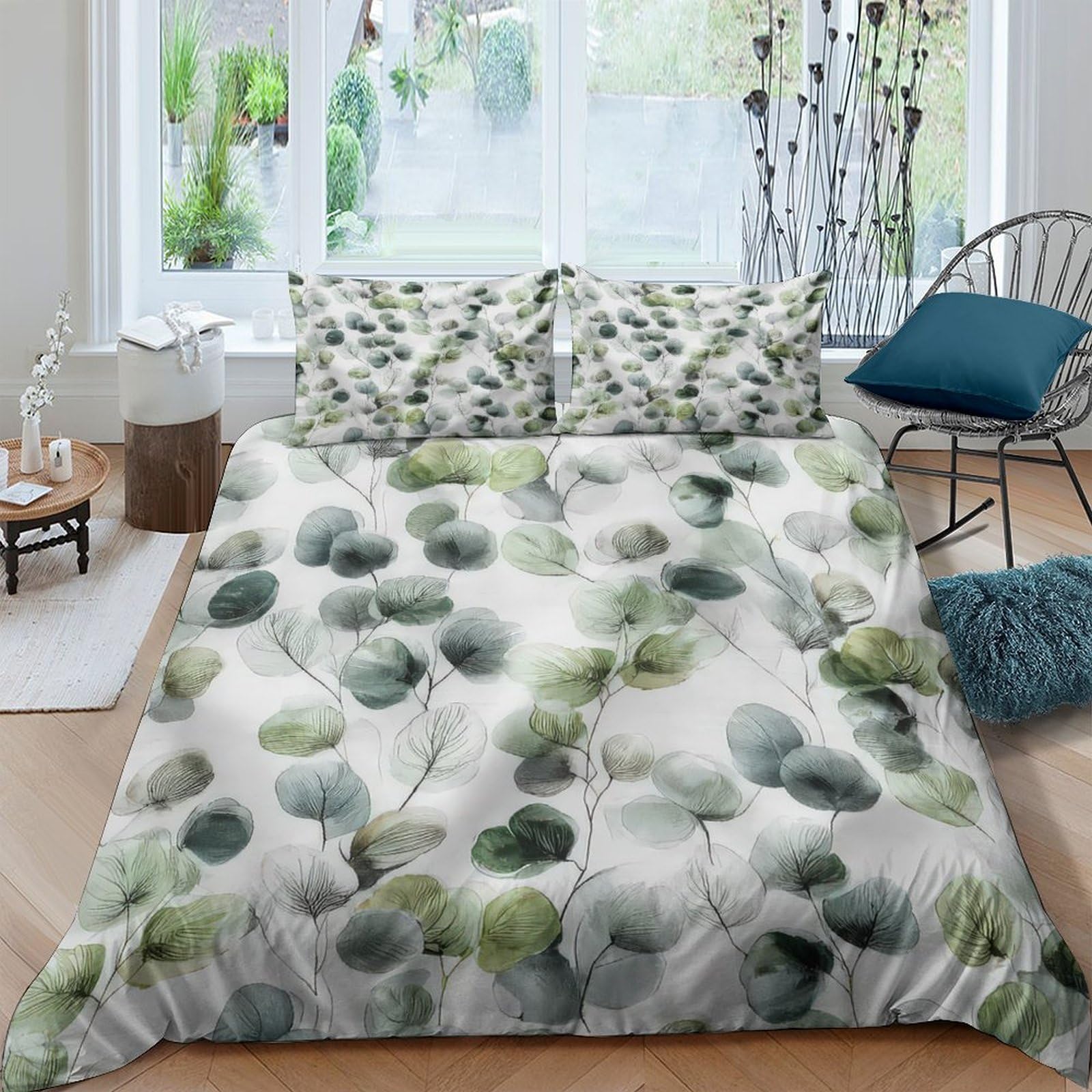 Ctjqhvkz Style-9 3D Printed Green Watercolor Leaf Fitted Sheet Microfiber Soft Mattress Cover For Bedroom Guest Room Decor Single（135X200cm）