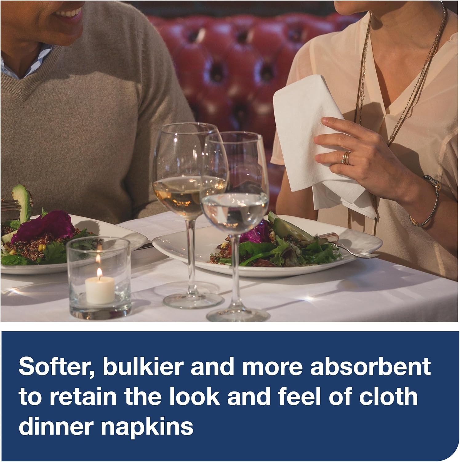 Tork LinStyle Disposable Linen-Feel White Dinner Napkin, Flat 1-ply, 17" x 17", 1 x 500 Napkins, NC7100
