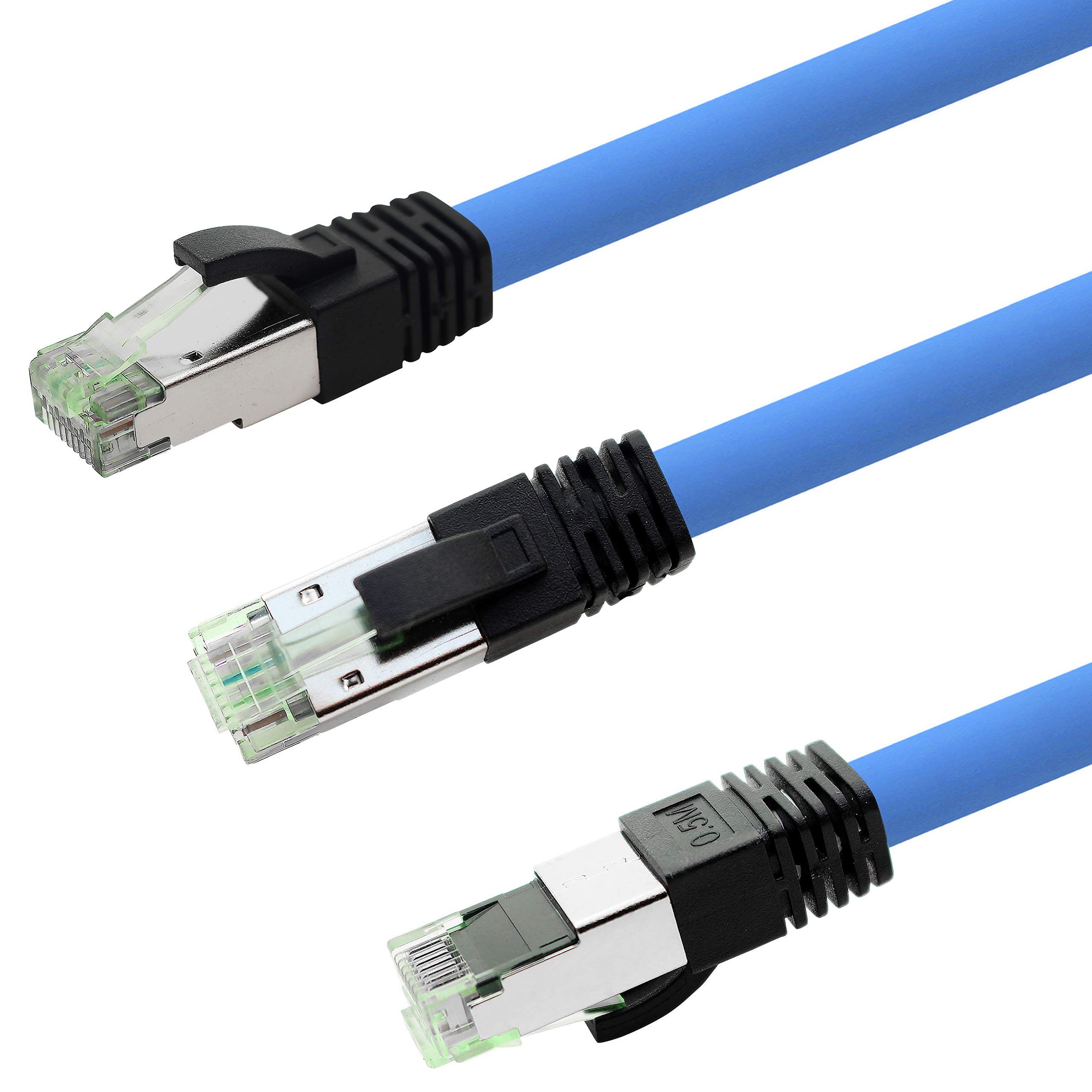 1aTTack.de Cat 8 LAN- Netzwerk- Kabel CAT8 2000 MHz 40 Gbit s 40GBase T High End Poe+ Patchkabel Ethernetkabel AWG24 Flexible Kupferadern SFTP LSZH 10 x 3 Meter Blau