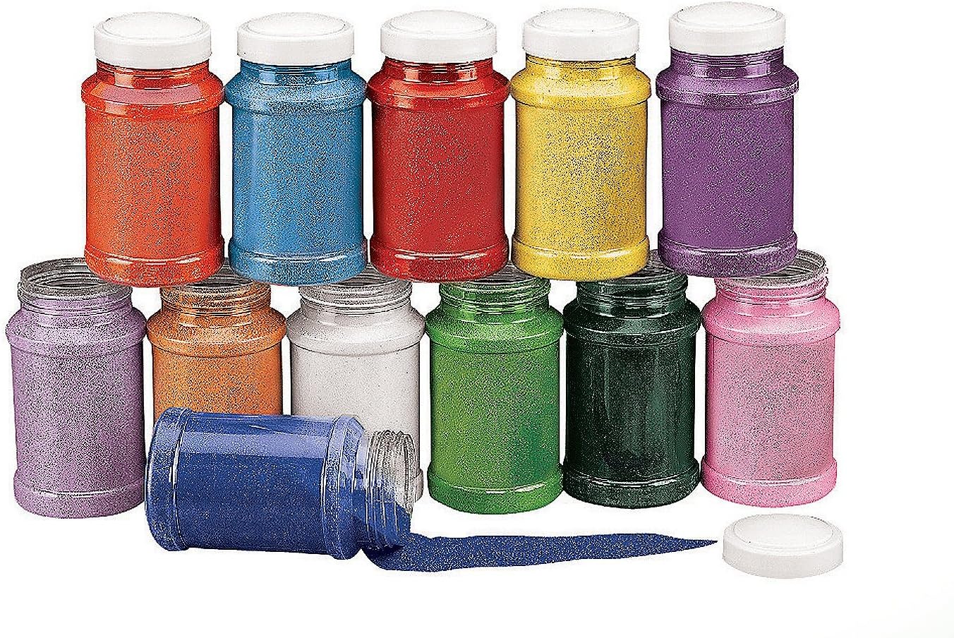 Fun Express Craft Sand Assortment, Bulk Set of 12 Bottles of Rainbow Colors, 22 oz Each - DIY Craft Supplies
