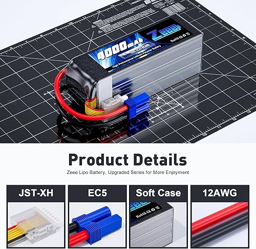 Miniatura 3 de Zeee 6S Lipo Batería 4000mAh 22.2V 100C con conector EC5 Batería suave para RC Avión Helicóptero RC Coche Camión Tanque Drone Racing Hobby (2