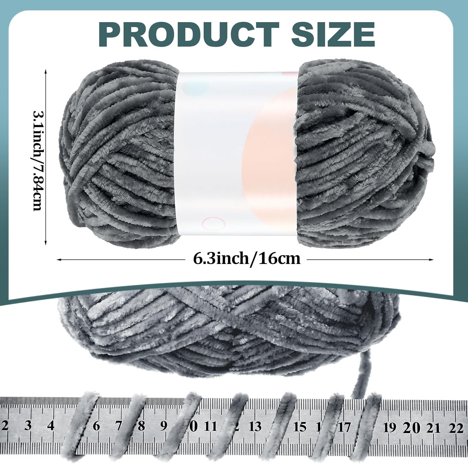 Xinnun 12 Skeins 1116 Yards Chenille Velvet Soft Thick Plush Yarn Bulk for Crocheting Knitting Blanket DIY Weaving Craft, 6mm, 3.5 Oz/Skein(Simple Color)