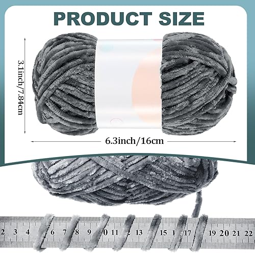 Vista 13 de Xinnun 12 madejas de terciopelo de chenilla de 1116 yardas, hilo de felpa suave y grueso, a granel para tejer a ganchillo, manta de tejer