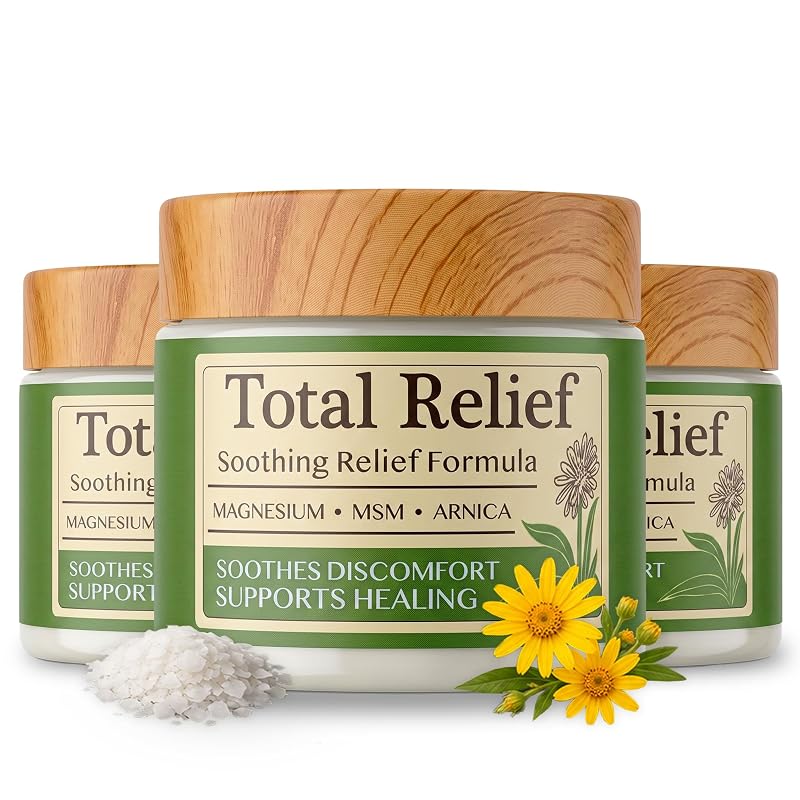 Creme corporal com cloreto de magnésio HiRelief com MSM, vitamina B6 e arnica, 3,5 oz, pacote com 3