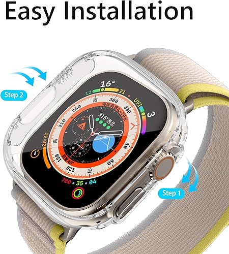 Miniatura 16 de Funda rígida de policarbonato compatible con Apple Watch Series 7/8/9 de 1.772 pulgadas, carcasa protectora completa con protector de pantalla