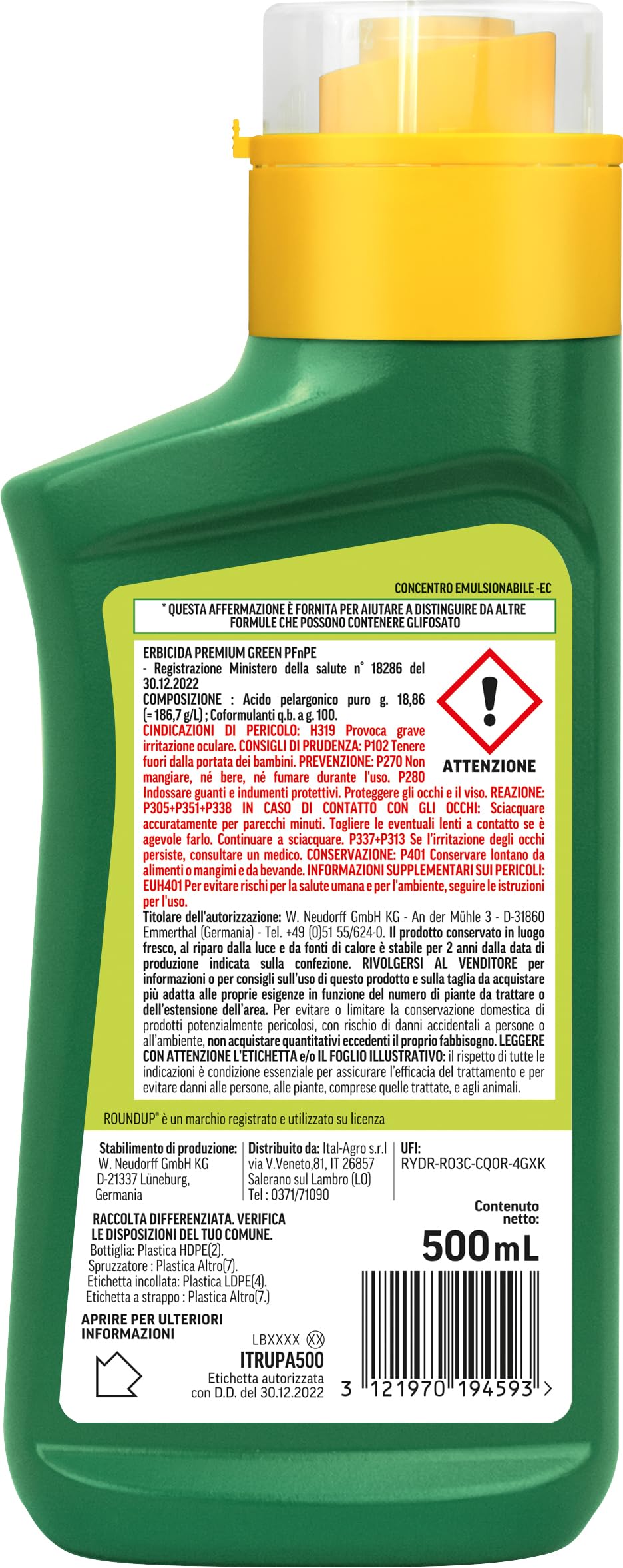 ROUNDUP Erbicida Totale Giardino 500ml