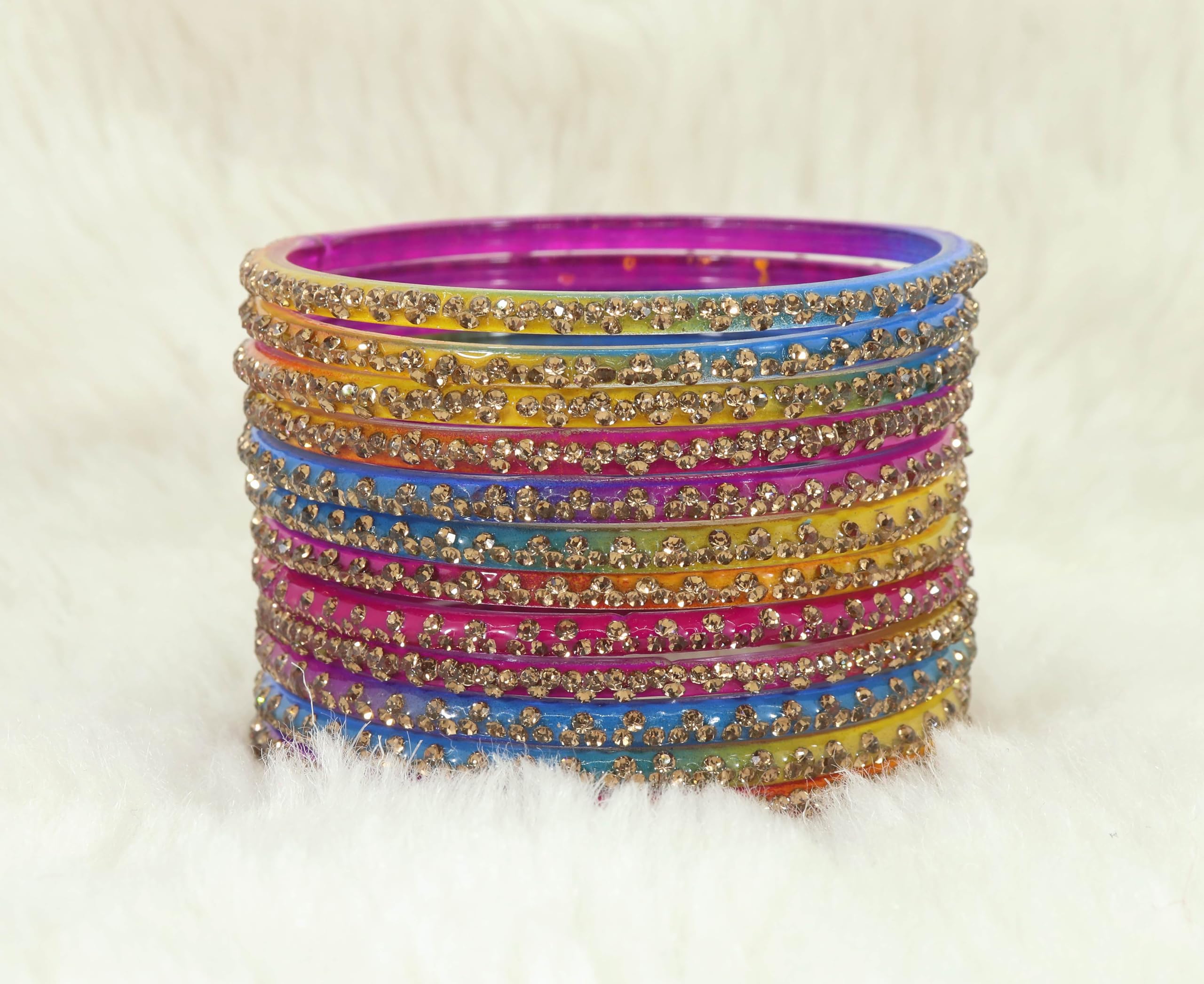 Red Stone Glass Bangle Set Kaanch ki Chudi Kada Bangles Fancy