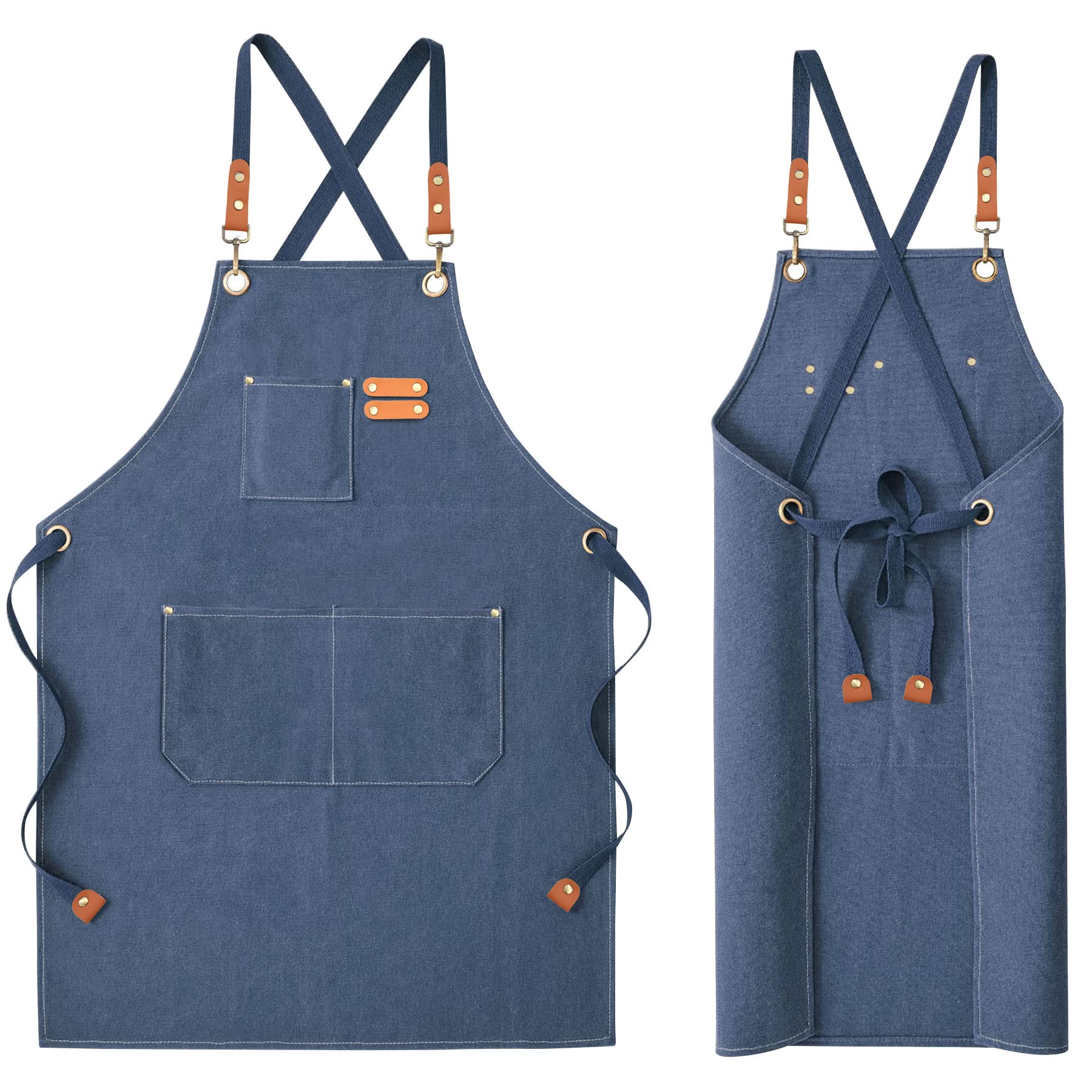 Newthinking Canvas Apron for Men, Heavy Duty Work Apron with Pockets, Waterproof Wear-resistant Tools Apron for Garden, Craft Workshop and Garage