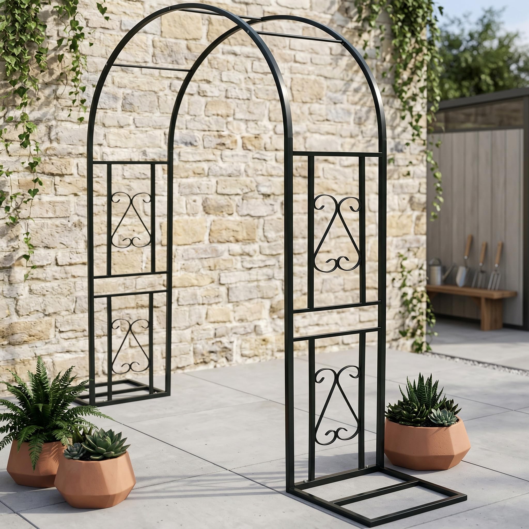 Garden Arches Metal Strong [Kgfvesdc Decoration Trellis Stand]【Heavy Duty 260cm*40cm*230cm copper-coloured】Weather Resistant,for Garden Entrance Pergola Decoration