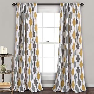 Lush Decor Mid Century Geo Light Filtering Window Curtain Panel Pair, 52...