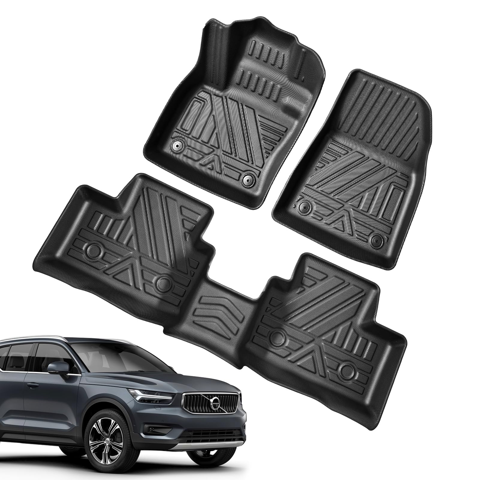(3-Częściowy) TPE Dywaniki do Volvo XC40 2018-2026 | Maty Podłogowa Oryginalna, Dywaniki Samochodowe z Wysokimi Krawędziami, Akcesoria Antypoślizgowymi i Wodoodpornymi