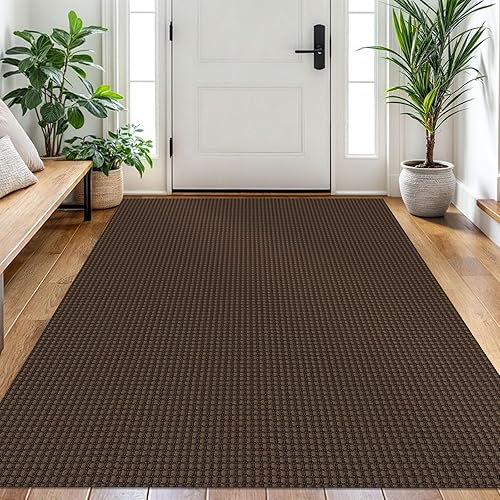 Vista 454 de EARTHALL - Tapete tejido lavable con parte trasera de goma, tapete trenzado de algodón antideslizante para interiores para entrada, pasillo, cocina