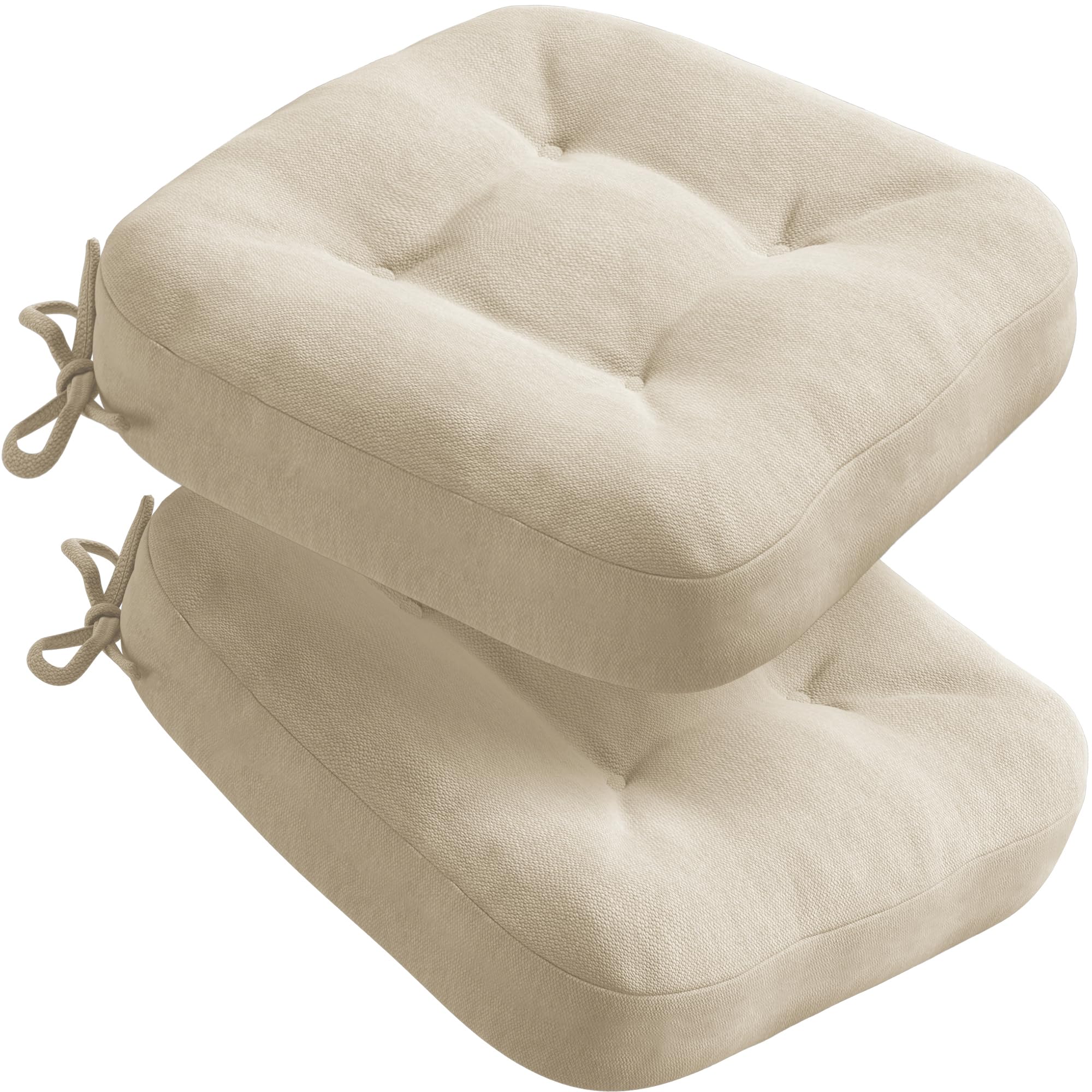 Codi Beige Dining Chair Cushions 2 Pack, D-Shape Seat Pads