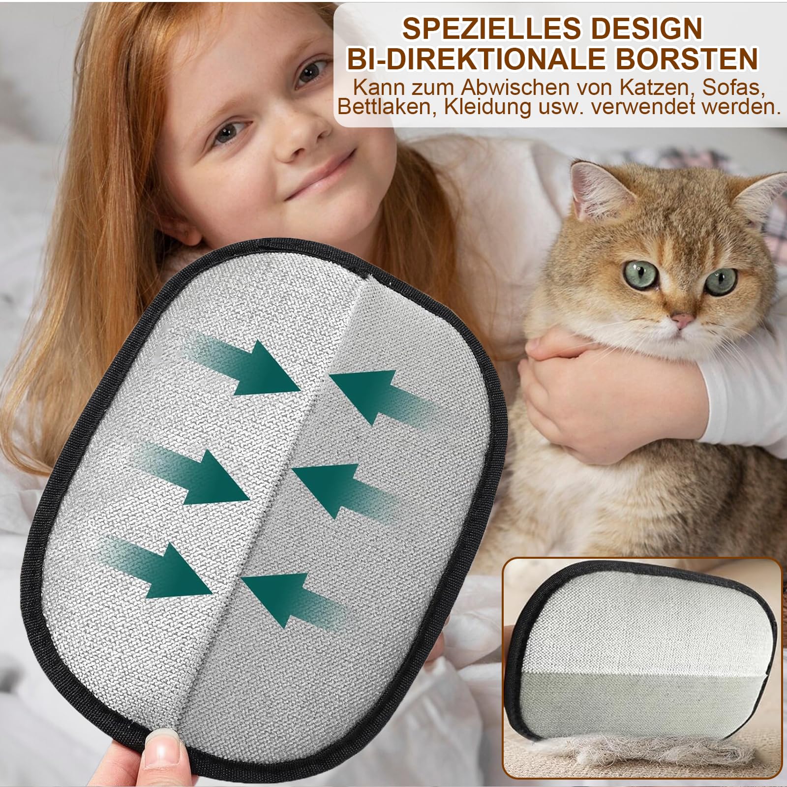 Cfcyhla Pack of 2 Double-Sided Grooming Gloves for Pets 24 x 17 cm Pet Hair Remover Glove, Fur Magnet Gloves - Image 3